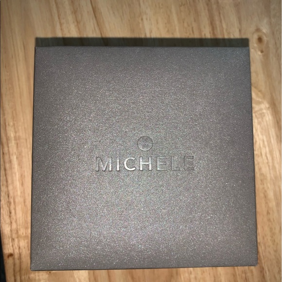 Michele diamond deco watch with genuine leather quilted band - Picture 2 of 3